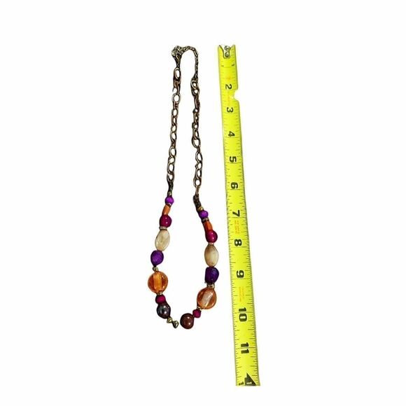 RUBY Rd Multi Color Beaded Necklace With Gold Chain - Picture 3 of 4